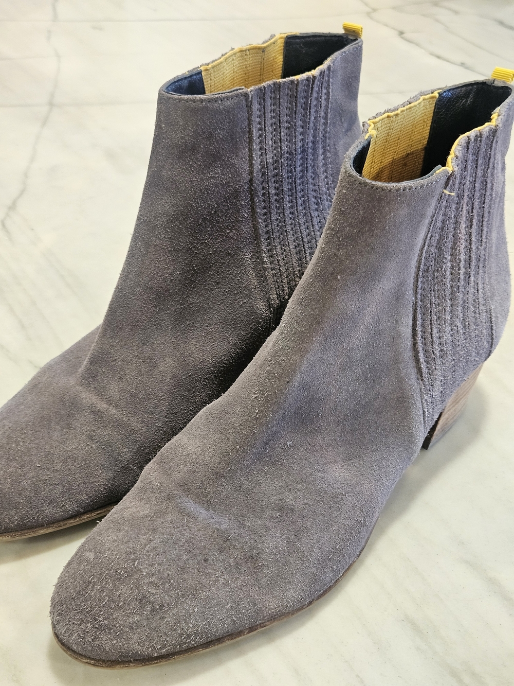 Boden Gray Suede Pull-On Ankle Boots Block Heel Size EU 42 US 10.5-11